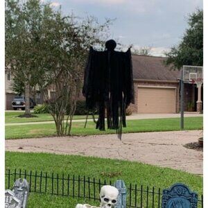 63” Dark Hanging Grim Reaper, Faceless Ghost in Black Horror Robe